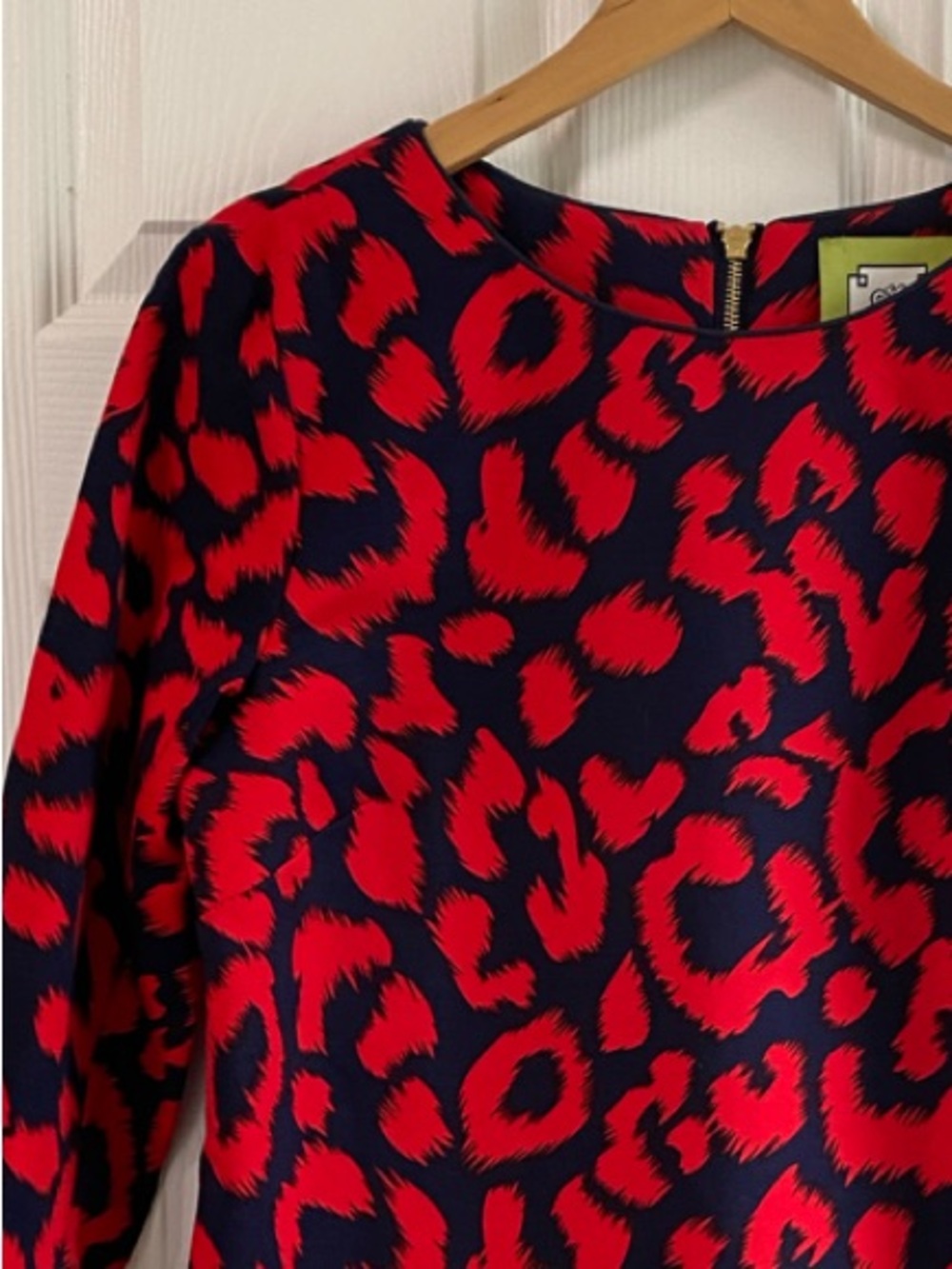 Elizabeth McKay Red and Navy Animal Print Blouse - Picture 2 of 10